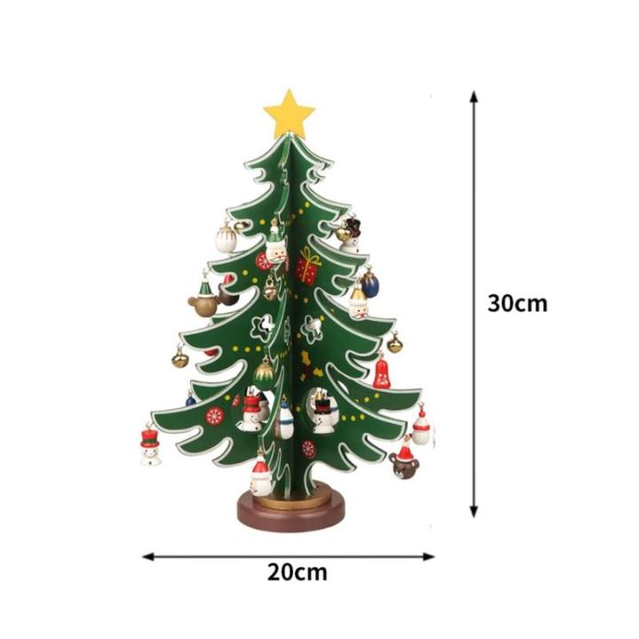 Kerst-tafeltop -decors, mini tafel kerstboom hout kerstboom ornamenten tafelbureau decoratie medium
