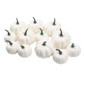 12 stuks kunstpompoenen, decoratieve pompoen, kunstplantset voor Halloween, decoratie, herfstdecoratieset, 6 groot + 6 klein