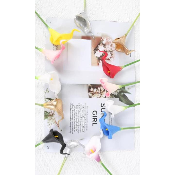 Goldblumen, 24 Stück goldene Calla-Lilien, künstliche Blumen zur Dekoration für selbstgemachte Hochzeitssträuße, Tafelaufsätze, Brautparty, Party, Zuhause, Blumenarrangement,