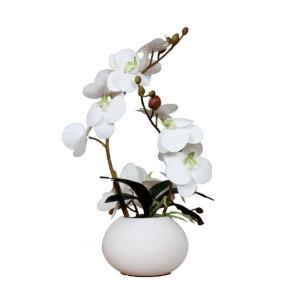 Kunstblumen Künstliche Phalaenopsis-Blumen-Arrangement Kunstpflanzen im Keramiktopf Seidenblumen für Hausdekorationen, Badezimmer für jeden Anlass