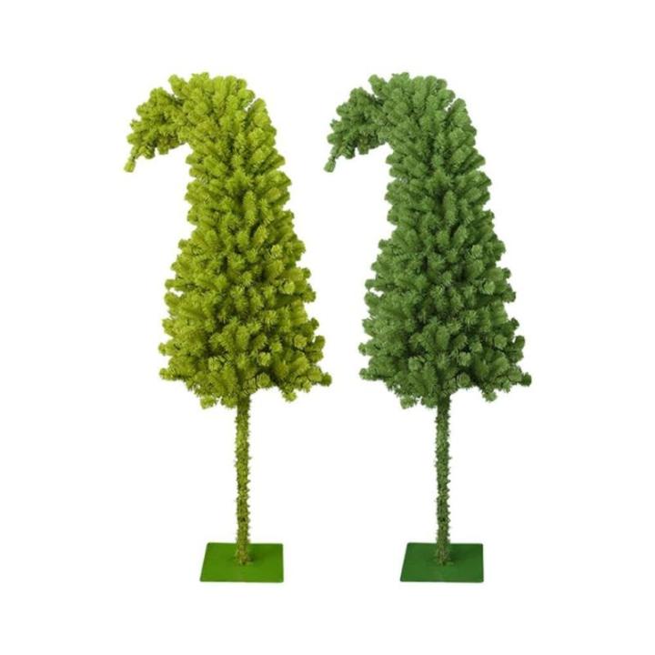 Vorbeleuchteter Weihnachtsbaum mit Metallständer, schiefer Weihnachtsbaum, künstlich, skurril, einzigartige gebogene Form, biegbarer künstlicher Kiefernbaum, 91 cm