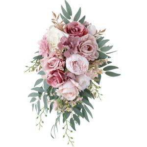 Künstlicher Brautstrauß aus Rosen für die Braut, rustikaler Hochzeitszeremonie-Jubiläum.