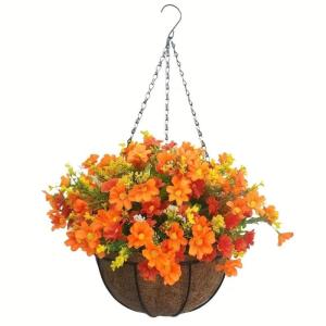 Hängende Blumenpflanze im Korb für Frühlingshochzeitsveranda-Gartenhöfe