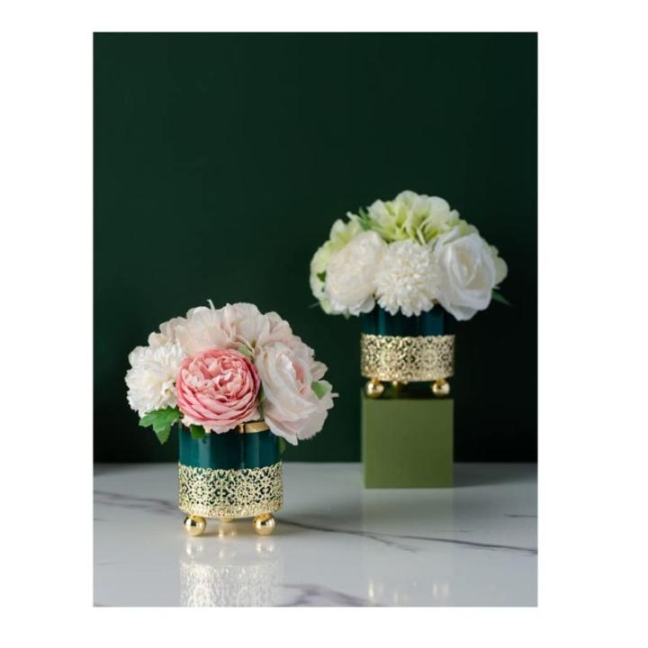 Kunstblumen Künstliche Blumen mit Vase, künstliche Blumen im Keramiktopf, Simulationsblume, Tischdekoration, Zubehör, künstliche Pflanze für jeden Anlass