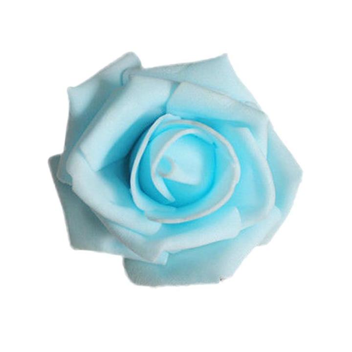 50 x schuimkoppen, bloemhoofden, kunstbloemen, bruidsboeket, huisdecoratie, rozen, lichtblauw