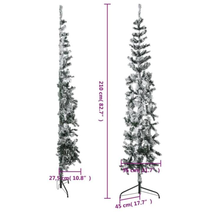Künstlicher Weihnachtsbaum Grün und Weiß 210 cm Höhe PVC-Material Halb-Weihnachtsbaum Platzsparend Wand Christbaum Innen- und Außenbereich Wirtschaftliche Weihnachtsdekoration