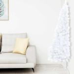 Künstlicher Halb-Weihnachtsbaum Beleuchtung Kugeln Weiß 150 cmWeiß und grau