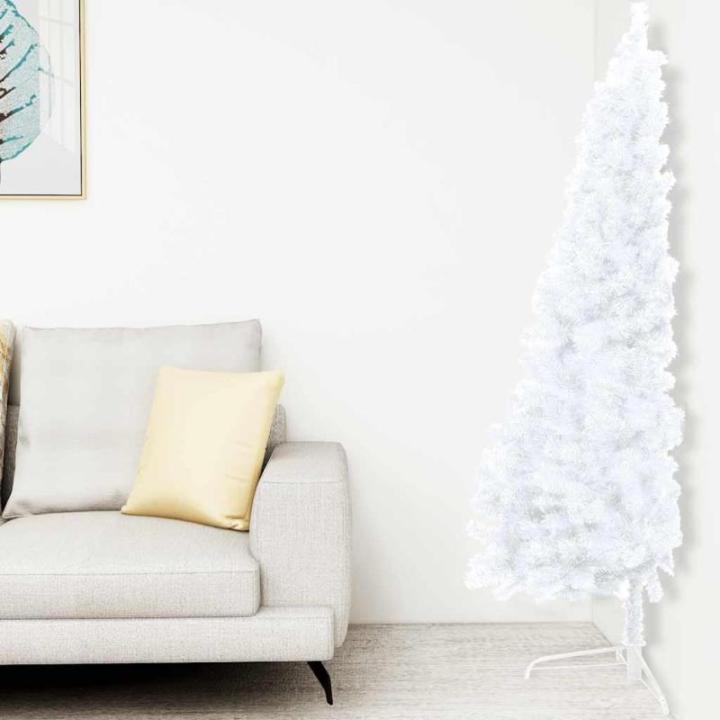 Künstlicher Halb-Weihnachtsbaum Beleuchtung Kugeln Weiß 150 cmWeiß und grau