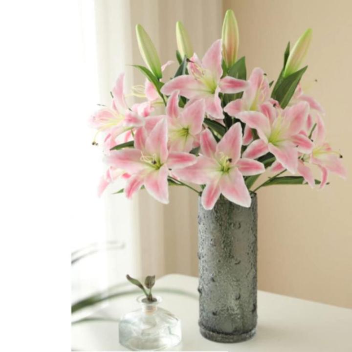 Kunstblumen Künstliche Blumen in Vase, gefälschte Lilien-Blumenarrangement, Lilien-Blumenstrauß, für Home Hotel Flower Party Decor für jeden Anlass