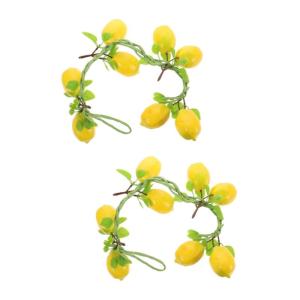 2 Saiten Zitrone Garnieren Künstlicher Zitronenbaumstamm Sommerfruchtgirlandenkranz Zitronen-tischdekoration Sommer-zitronenkugel-Ornamente Simulation Zitronenstütze Yellow Plast