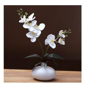 Kunstblumen Phalaenopsis-Kunstblumen-Arrangement mit Keramiktopf, künstliche Blumen, Seiden-Orchideen-Blume für den Tisch im Wohnzimmer für jeden Anlass