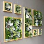 Kunstmatige Sappige Bloemen Planten Boeket Decor Houten Fotolijst Opknoping Planter Sappige Nep Plant Bloem Diverse Picks Muur Versier (E1)