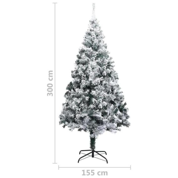 Weihnachtsbaum mit Schnee Künstlicher Weihnachtsbaum mit Ständer PVC Extra großer Weihnachtsbaum Grün 300 x 155 cm
