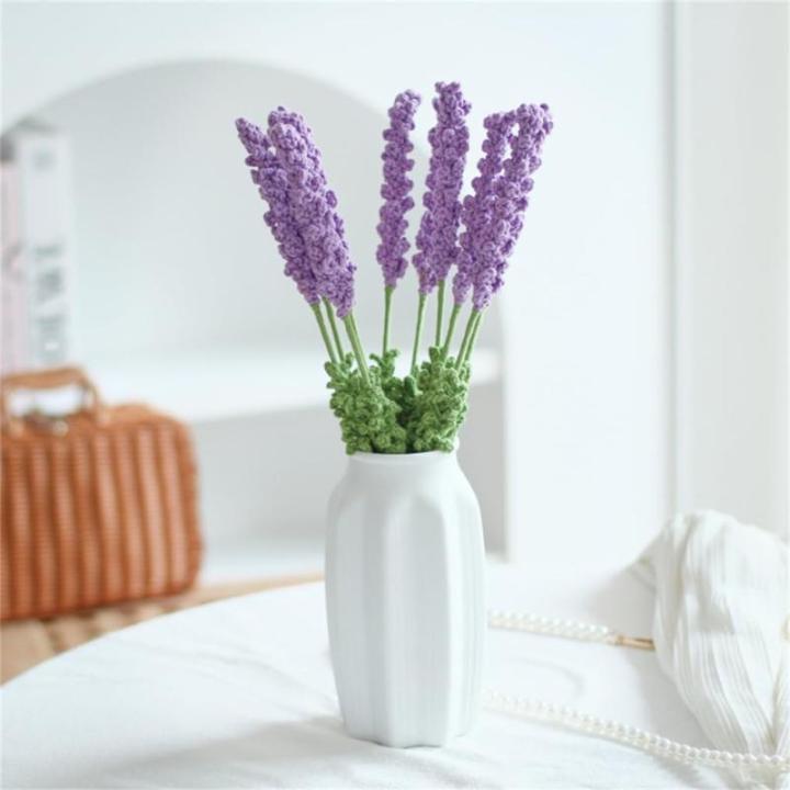 Handgemachte Häkelblumen Künstliche Wolle Gestrickte Blumen Stricken Gefälschte Lavendel