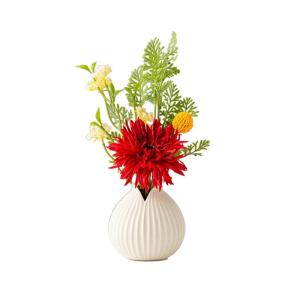 Kunstblumen Künstliche Blumen mit Keramikvase, Seidenblumenarrangements, künstliche Kunstblumensträuße für Büro, Zuhause, Festival-Dekoration für jeden Anlass