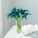 20 stuks kunstmatig calla lelie bruid bloem latex echte aanraking familie decoratie party bruiloft hotel decoratie boeket (groenblauw)