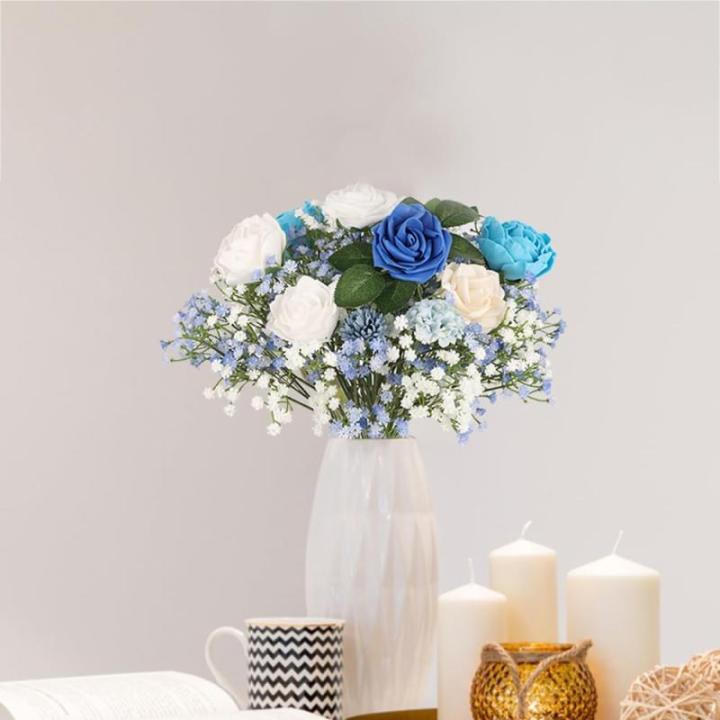 Gypsophila , 10 stuks, Gypsophila , Gypsophila, namaakbloemen, boeketten voor bruiloft, bruid, feest, woondecoratie (blauw en wit)