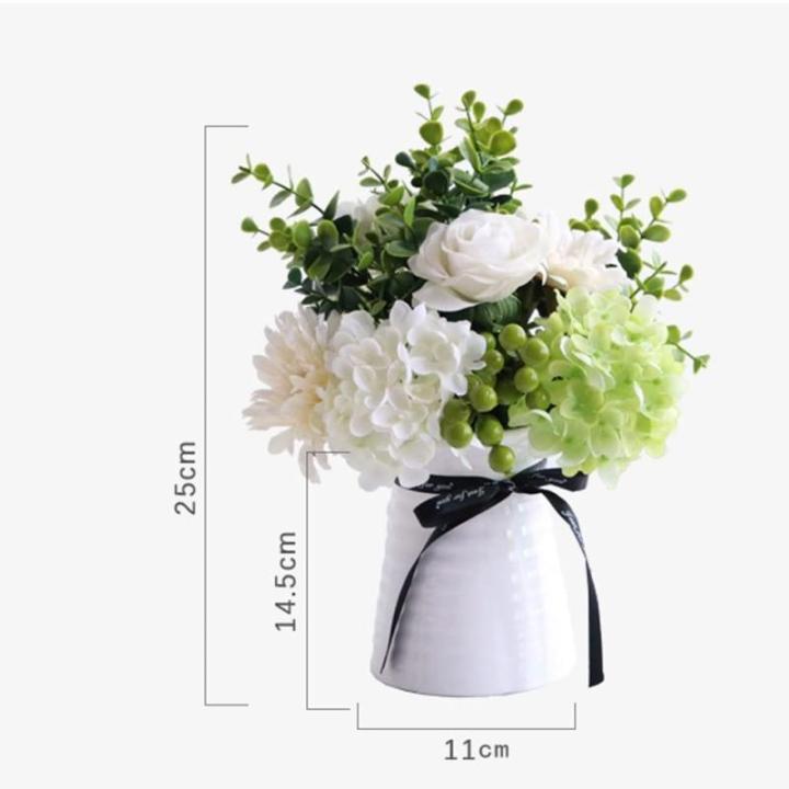 Kunstblumen Künstliche Blumen im Topf, Kunstblumen-Arrangement mit Keramikvase für Zuhause, Büro, Küche, Schlafzimmer, Hochzeitsdekoration für jeden Anlass