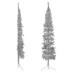 Künstlicher Weihnachtsbaum Silber 240 cm Höhe PVC-Material Halb-Weihnachtsbaum Platzsparend Wand Christbaum Innen- und Außenbereich Wirtschaftliche Weihnachtsdekoration Festlich