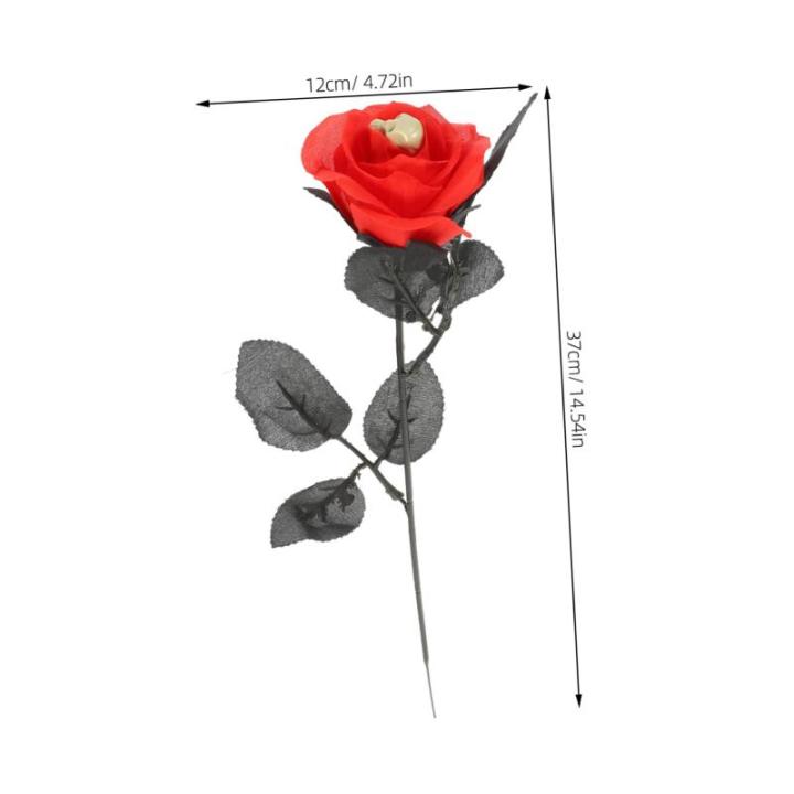10St Schädel stieg Halloween Halloween assecoires Artificial Geisterkostüm künstliche Schwarze Rosen -Rosen-Dekor künstlicher Rosenschmuck Plastik rot