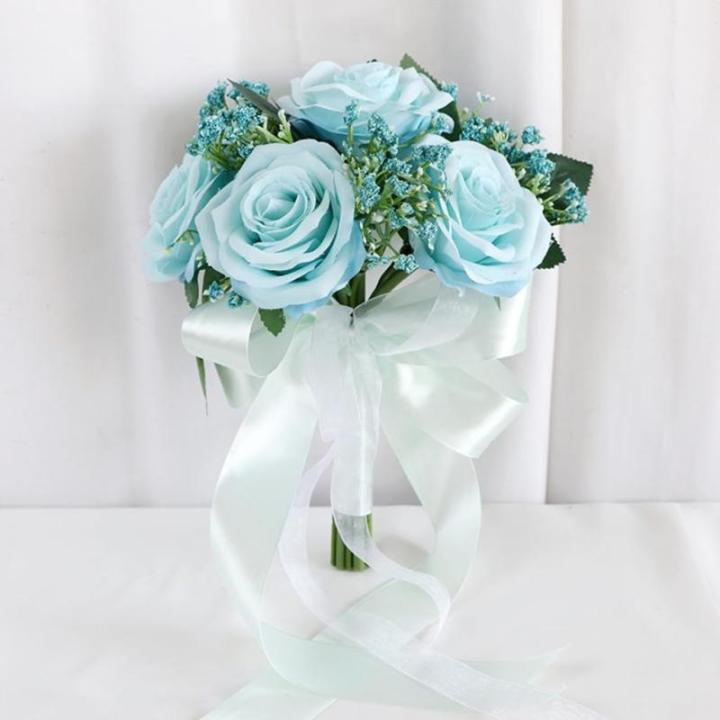 Braut Hochzeit Blume Seide Rosen Hand Bouquet Zubehör Frauen Party Dekoration