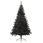 Schwarzer künstlicher halber Weihnachtsbaum, Tannenbaum mit Metallständer, Weihnachtsdekoration fürs Zimmer (240 cm)
