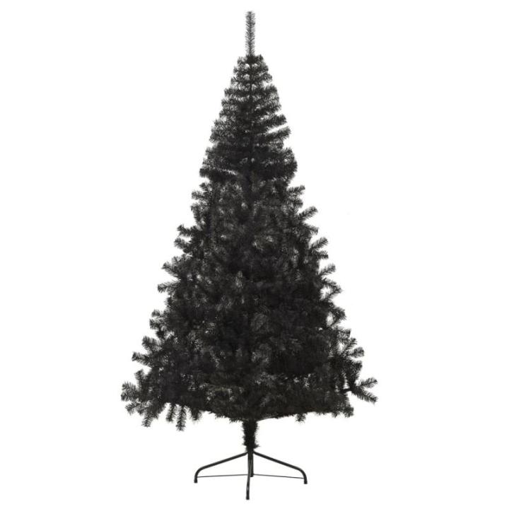 Schwarzer künstlicher halber Weihnachtsbaum, Tannenbaum mit Metallständer, Weihnachtsdekoration fürs Zimmer (240 cm)