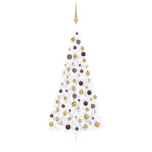 Künstlicher Halb-Weihnachtsbaum Beleuchtung Kugeln Weiß 180 cm, Tannenbaum Künstlich, Christmas Tree, Tannenbaum Deko, Weihnachtsbäume, Christbaum - 3077484