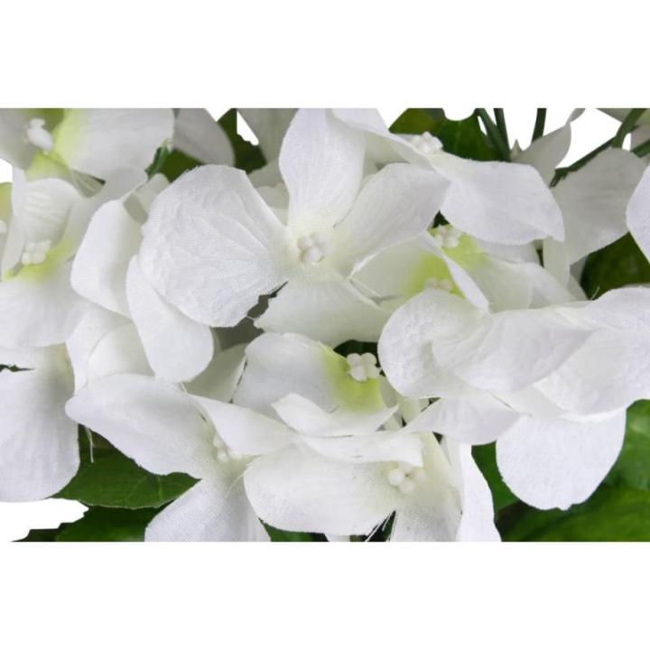 kunstmatige hortensia / kunstmatige hortensia struik in zwarte kunststof pot, kleur: wit