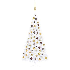 Künstlicher Halber Weihnachtsbaum mit & Kugeln Weiß 210 cm, Tannenbaum Künstlich, Christmas Tree, Tannenbaum Deko, Weihnachtsbäume, Christbaum - 3077485