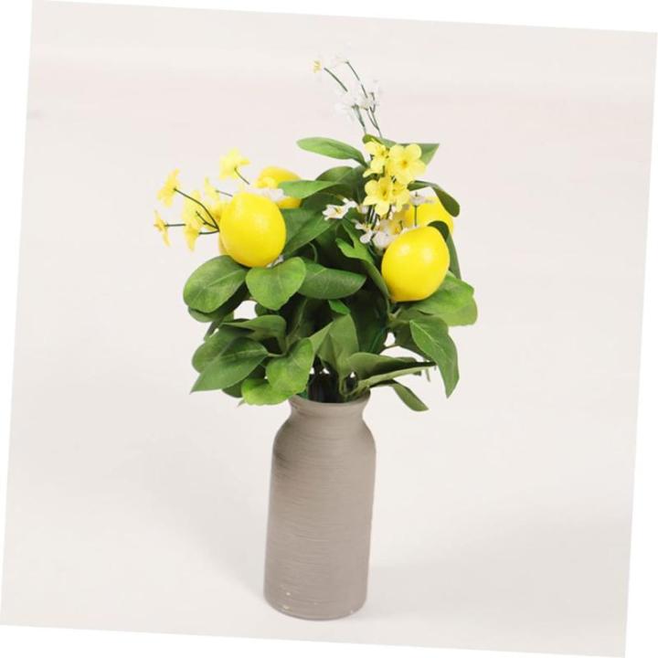 5St Zitronenstrauß Zitronenblumenarrangement gelbe Vase gelbes Dekor Zitronenblumenstrauß Künstlicher Zitronenzweig gefälschte Zitronendekor mit grünen Blättern Schaum Yellow
