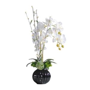 Kunstblumen Künstliche Orchideenpflanze, gefälschte weiße Orchideenblume, Phalaenopsis, Seidenorchideen mit Keramiktopf, Tischdekoration für jeden Anlass