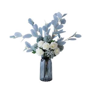 Kunstblumen Künstliche Blumen mit Glasvase, künstliche Seidenpflanzen in Töpfen, Simulationsblumen, Bonsai-Pflanzen, Tischdekoration für jeden Anlass