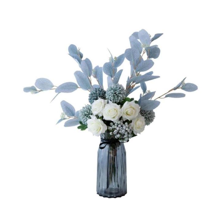 Kunstblumen Künstliche Blumen mit Glasvase, künstliche Seidenpflanzen in Töpfen, Simulationsblumen, Bonsai-Pflanzen, Tischdekoration für jeden Anlass