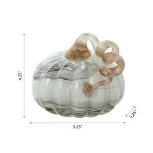Grauer Marmor, mundgeblasenes Glas, Kürbis-Tischakzent für Herbsternte, Dekoration für Mutter
