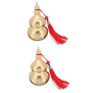 2 Stuks Messing Decor Retro Decor Heldere Huisdecoraties Voor Thuis Hu Lu Cucurbit-Standbeeld Koperen Pompoen Figuur Pompoen Waterfles Pompoen Standbeeld Figuur