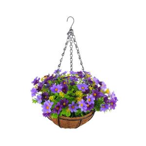 Künstliche Hängeblumen im Korb für Terrasse, Rasen, Gartendekoration, für die Dekoration Von Außen- und Innenräumen – Lila