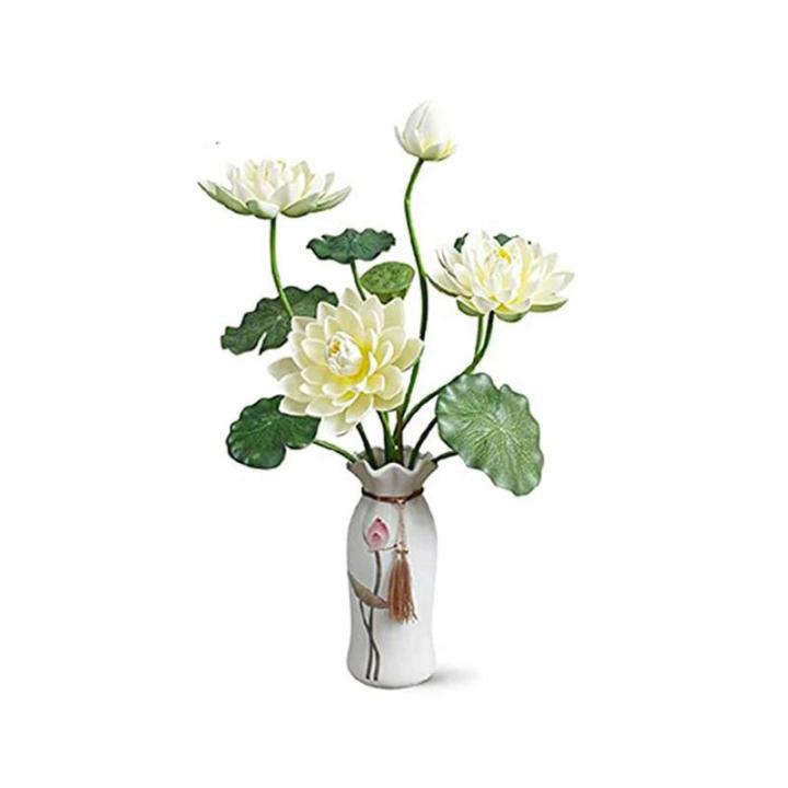 Kunstblumen Künstliche Blumen für den Innenbereich, Simulation Lotus, künstliche Blumen in Vase, Seidenblumen-Wohnzimmer-Desktop-Dekoration für jeden Anlass