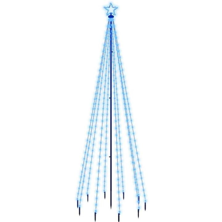 LED kerstboom met haringen lichtboom kerstdecoratie ster verlichting buiten verlichte lichtketting blauw 310 leds 300 cm