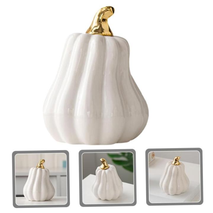 Nordic Keramische Pompoen Oogsten Herfst Pompoen Figuren Kunstmatige Groente Realistische Pompoen Herfst Figuur Pompoen Decoratie Sculptuur Halloween Wit