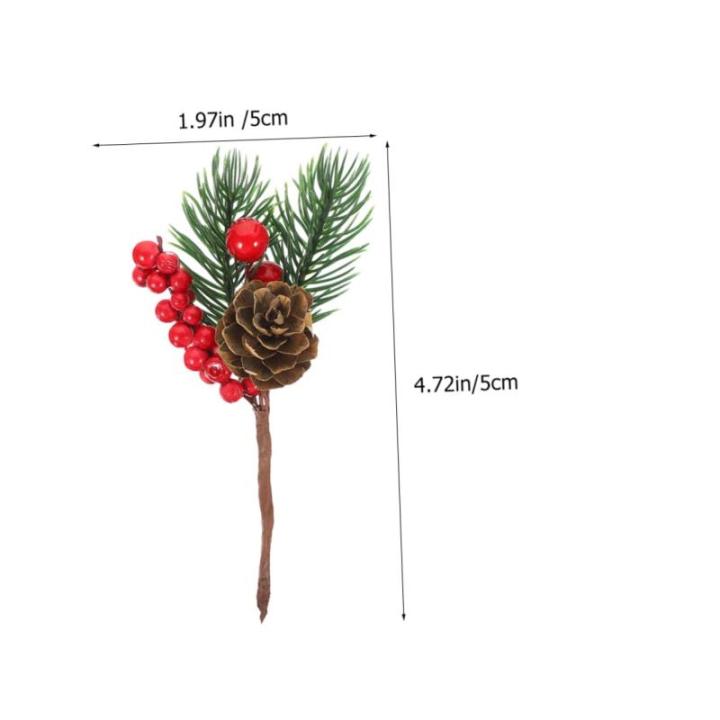 12St künstlicher Tannenzapfen Spray für künstliche Kiefernzweige Stechpalmenstängel winterdeko weihnachtsbaumdeko raumdeko tannenzapfen zweige künstliche Blumenzweige Plastik 