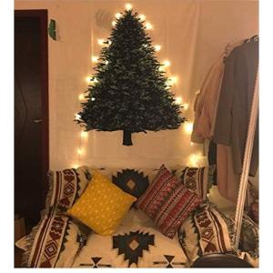 Xmas Tree Tapestry met LED Star Light Merry Christmas Achtergrond Muur Opknoping Art Tapestries voor Fotografie Deken Festival Decor (Klein)