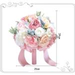 Hochzeitsbrautstrauß mit künstlichen Blumen, Hochzeitsstrauß, Hochzeitsbrautsimulation mit Rosen, Fotoshooting mit künstlichen Blumen(Pink)