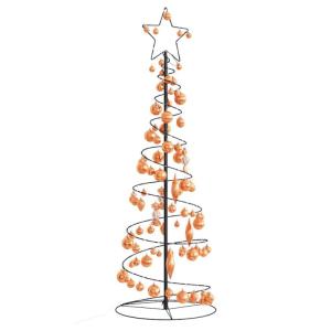 Weihnachtsbaum Kegelform mit Kugeln 100 LEDs Warmweiß 150 cm