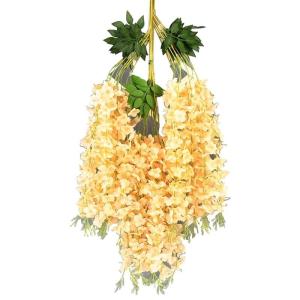 Künstliche Glyzinien Hängeblumen 12 Stück Simulation Seidenblume Hortensie für DIY Girlande Ranke Blumen Schnur nach Hause