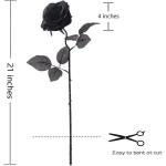 12 stuks Kunstmatige Rozen, 53cm Kunstrozen Enkele Lange Steel , Realistische voor Bruiloftsboeket, Thuis Tuin Woonkamer Hotel Kantoor Decoratie (Ganz Schwarz)