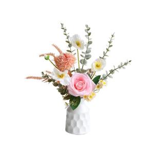 rozen ingemaakte nep madeliefjebloemen ingemaakte nep gemengde kleur zonnebloemen keramische vaas voor thuis bruiloft kantoor