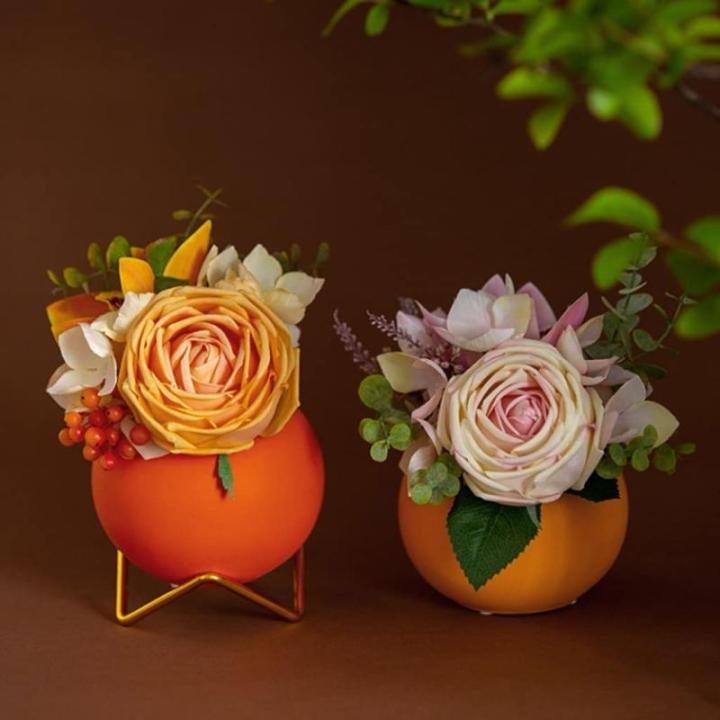 Kunstblumen Künstliche Blumen mit Keramikvase, gefälschte Seidenblumen, nordisches Licht, Luxus-Simulationsblume, Heimtischzubehör für jeden Anlass