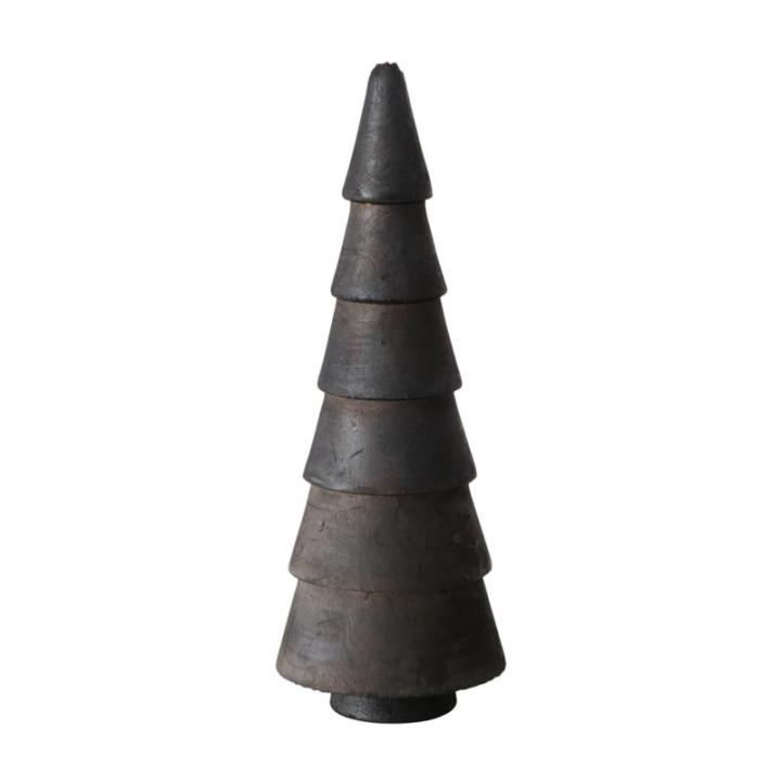 Houten decoratieve dennenbomen set van 3 15 cm om neer te zetten - zwart - kerstboomfiguur van grenen voor winterdecoratie - kerstboomdecoratie standaard tafeldecoratie raamdecorat