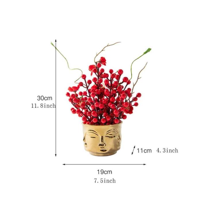 Kunstblumen Künstliche Granatapfelzweige, Vase, Blumenarrangement, Heimdekoration, Einweihungsgeschenke, künstliche Blumenverzierung für jeden Anlass
